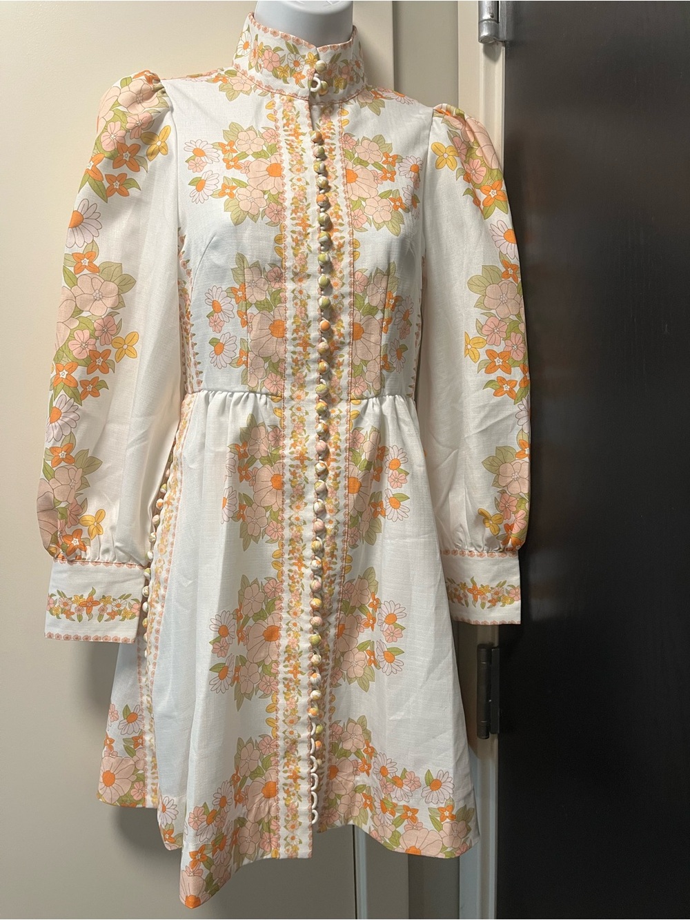 Beulah Cream Dress with Peach & Sage Floral Print